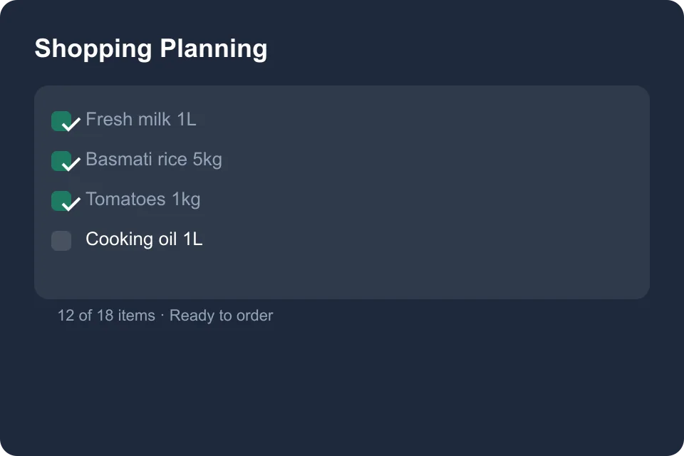 oBo Store shopping planning list and scheduled orders